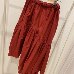 Brick red high low skirt